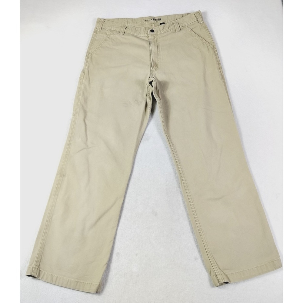 Carhartt Rugged Flex Carpenter Pants Mens 38 Beige Workwear Distressed BN2291-M‎